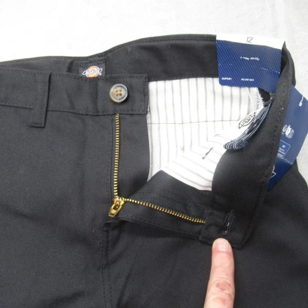 Dickies Pants Boys 12‎ Black Flex Slim Straight Flat Front Khaki Zip 26x26 NEW